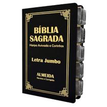 Bíblia Sagrada Letra Jumbo ARC Capa PU Flexível Preta com Índice Abas Adesivas