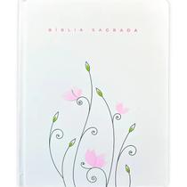 Biblia Sagrada Letra Jumbo ARC com Harpa Palavras de Jesus em Vermelho Minimalista Rosê