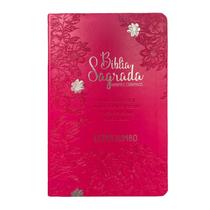 Bíblia Sagrada Letra Jumbo ARC Harpa Avivada e Corinhos Capa PU Luxo Jardim Pink