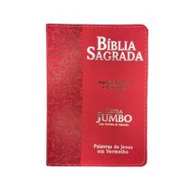 Bíblia Sagrada Letra Jumbo C/Harpa Avivada e Corinho - Ramos Vermelho