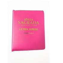 Bíblia Sagrada Letra Jumbo Fecha C/ Ziper Pink Culto Igreja Bíblia Sagrada Letra Jumbo Fecha C/ Ziper Pink Culto Igreja