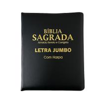 Bíblia Sagrada Letra Jumbo Fecha C/ Ziper Preto Culto