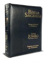 Bíblia Sagrada Letra Jumbo + Harpa - Preta - Com Zíper