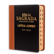 Bíblia Sagrada Letra Jumbo - Luxo - Bicolor - Caramelo e Preta - C/ Harpa - Revista e Corrigida Bíblia Sagrada Letra Jumbo - Luxo - Bicolor - Caramelo e Preta - C/ Harpa - Revista e Corrigida