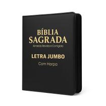 Bíblia Sagrada Letra Jumbo - Ziper Agenda - Preta - C/ Harpa - Revista e Corrigida