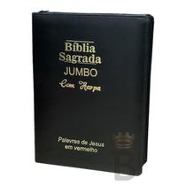 Bíblia Sagrada Letra Jumbo - Ziper Agenda - Preta - C/ Harpa - Revista e Corrigida - REI DAS BIBLIAS