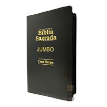 Bíblia Sagrada Letra Jumbo - Ziper Agenda - Preta - C/ Harpa - Revista e Corrigida
