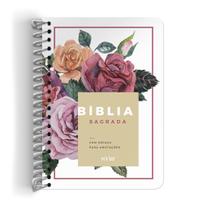 Bíblia Anote Espiral Floral NVI Letra Normal Com Espaço Para Anotações