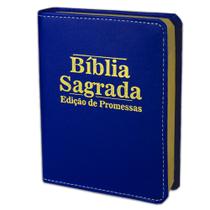 Bíblia Sagrada Letra Pequena Luxo Azul