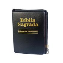 Bíblia Sagrada Letra Pequena Zíper Preta