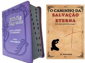 Bíblia Sagrada Lilás/ Capa Pu Luxo/ Lt Hipergigante/ Com Harpa e Índice Lateral + Livro De Estudo