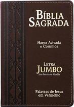 Bíblia Sagrada Masculina Letra Jumbo / Ultra Gigante Harpa Cristã Marrom RC