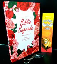 Bíblia sagrada mulher letra normal avivada floral kit