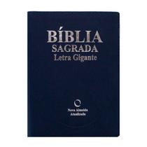 Biblia sagrada naa letra gigante luxo preta/azul com indice