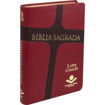 Bíblia Sagrada NAA Letra Grande Capa Vermelha e Marrom Luxo