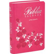 Bíblia Sagrada - Nova Almeida Atualizada - NAA- Letra Gigante - Capa luxo - Pink Rosas