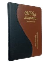 Bíblia Sagrada NTLH Letra Grande Capa Zíper Preta E Marrom