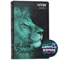 Bíblia Sagrada NVI Letra Hipergigante Capa Semi-Flexível Leão Azul Premium - Livro Cristão
