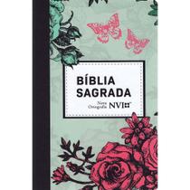 Bíblia Sagrada NVI Nova Versão Internacional Lilás Floral Semi Luxo