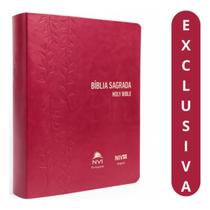 Bíblia Sagrada Nvi Português Inglês Pink Bilingue Capa Luxo Rosa Relevo Nova Versão Internacional Presente Evangél