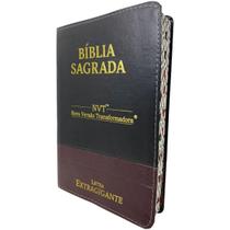 Bíblia Sagrada Nvt Nova Versão Transformadora Com Panorama Biblico Letra Gigante Com Índice Cor Preta E Vinho