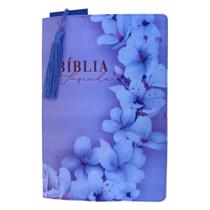 Bíblia sagrada Orquídeas lilás + Marca paginas glitter lilas harpa cristã e corinhos Bíblia sagrada Orquídeas lilás + Marca paginas glitter lilas harpa cristã e corinhos