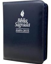 Bíblia sagrada pequena harpa cristã zíper e índice arc capa azul