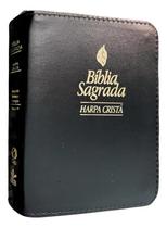 Bíblia sagrada pequena harpa cristã zíper e índice arc