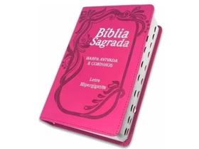 Bíblia Sagrada Pink Capa Luxo Lt Hipergigante Com ìndice e Harpa