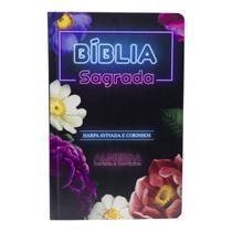 Bíblia Sagrada PJV com Harpa e Corinhos - ARC - Letra Gigante - Capa Dura Floral Neon