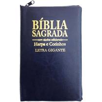 Bíblia Sagrada Possui Letras Confortáveis Harpa Cristã Tamanho Grande Slim Ultra fina Versão Almeida Zíper Azul