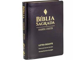 Bíblia Sagrada Preta CPAD/ Capa PU Luxo/ Lt Gigante-ARC/ Com Harpa e Palavra de Jesus em Vermelho