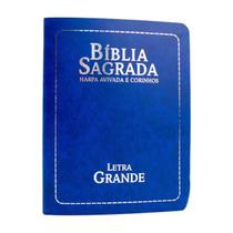 Biblia Sagrada Rc Letra Grande Com Harpa Avivada E Corinhos Luxo Semiflexivel preta/azul/marrom/vinho bordo - ebenezer