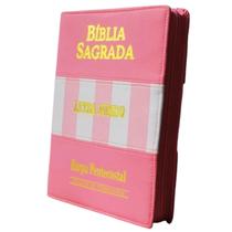 Bíblia Sagrada Rosa Letra Jumbo Harpa Zíper Índice Bíblia Sagrada Rosa Letra Jumbo Harpa Zíper Índice