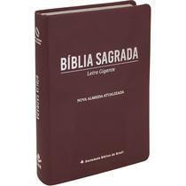 Bíblia Sagrada SBB Vinho- Capa Luxo NAA - Letra Gigante - Fita Dupla de Marcação