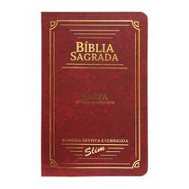 Bíblia Sagrada Slim ARC Harpa Letra Normal Semiflexivel Bordo