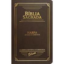 Bíblia Sagrada Slim ARC Harpa Letra Normal Semiflexivel Marrom