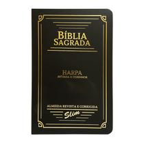 Bíblia Sagrada Slim ARC Harpa Letra Normal Semiflexivel Preto