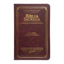 Bíblia Sagrada Slim ARC Harpa Letra Normal Semiflexivel Vinho