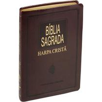 Bíblia Sagrada Slim Com Harpa Cristã Capa Luxo Material Síntético Marrom