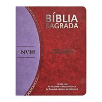 Bíblia Sagrada Slim Grande NVI Letra Grande Vermelho e Lilás