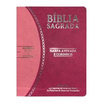 Bíblia Sagrada Slim Grande RC Letra Grande Harpa Avivada e Corinhos Pink e Rosa