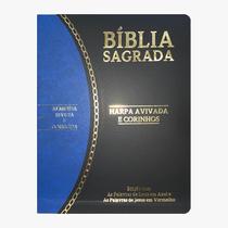 Bíblia Sagrada Slim Grande RC Letra Grande Harpa Avivada e Corinhos Preto e Azul