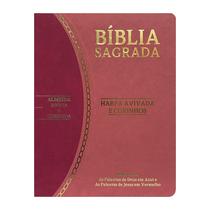 Bíblia Sagrada Slim Grande RC Letra Grande Harpa Avivada e Corinhos Rosa e Pink