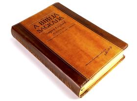 Bíblia Sagrada Super Legível com Mapas - ACF - Letra Supergigante - Capa PU Luxo Chocolate e Havana