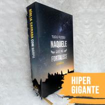 Bíblia Sagrada Tudo Posso Naquele Que Me Fortalece Letra Hiper Gigante Com Harpa Com Índice - HERDEIRODACOROA