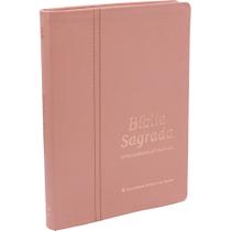 Biblia sagrada ultra fina slim letra grande capa couro legitimo versão naa nova almeida atualizada rosa