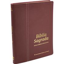 Biblia sagrada ultra fina slim letra grande capa couro legitimo versão naa nova almeida atualizada rubi vinho