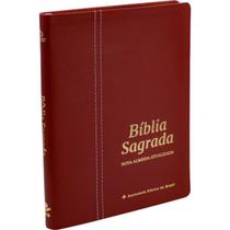 Biblia sagrada ultra fina slim letra grande capa couro legitimo versão naa nova almeida atualizada vermelho malagueta - Mãe Mulher Feminina Evangelica