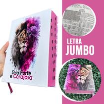 Bíblia Sagrada Ultra Gigante Letra Jumbo Leão Forte E Corajosa Capa Dura Harpa E Índice Versão ARC